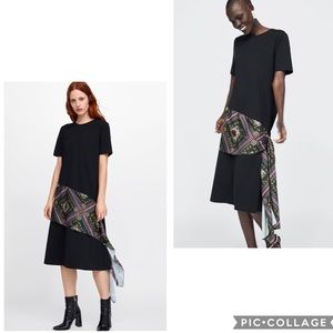 NWT Zara black knit dress with scarf